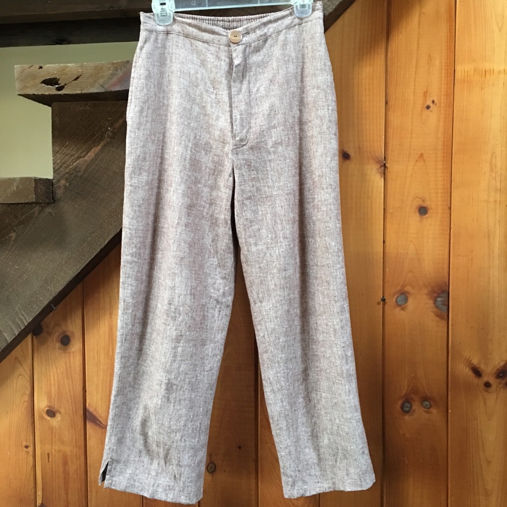 Marla Kim rust red linen and cotton pants